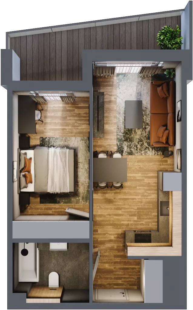 2 pokoje, mieszkanie 40,15 m², piętro 3, oferta nr M 33A, Stary Dworzec, Kartuzy, ul. Dworcowa