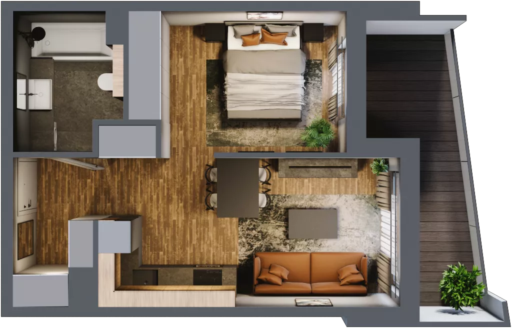 1 pokój, mieszkanie 36,19 m², piętro 3, oferta nr M 46A, Stary Dworzec, Kartuzy, ul. Dworcowa