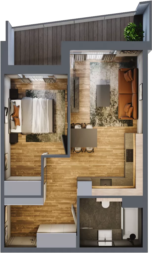 2 pokoje, mieszkanie 43,49 m², piętro 3, oferta nr M 35A, Stary Dworzec, Kartuzy, ul. Dworcowa
