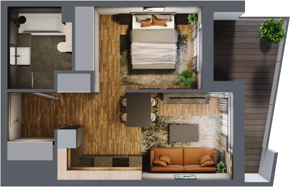 1 pokój, mieszkanie 35,75 m², piętro 1, oferta nr M 16A, Stary Dworzec, Kartuzy, ul. Dworcowa