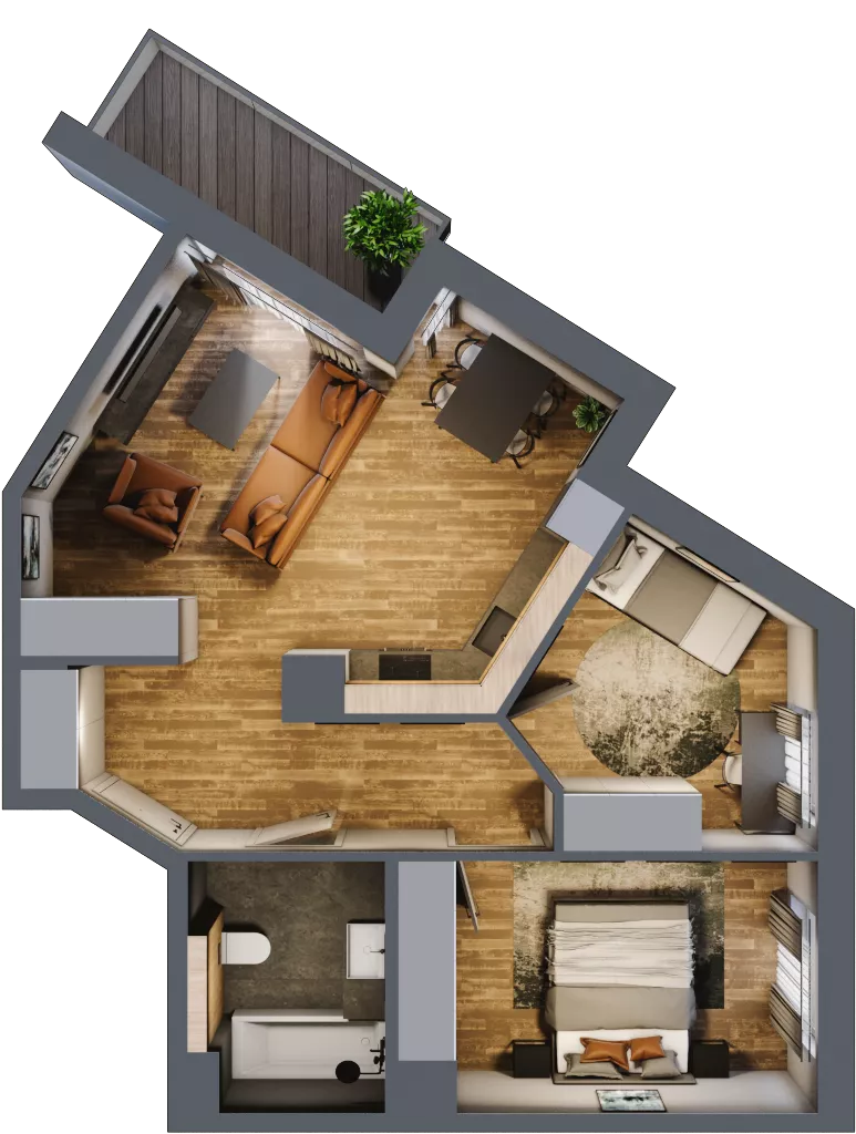 3 pokoje, mieszkanie 52,93 m², piętro 3, oferta nr M 73B, Stary Dworzec, Kartuzy, ul. Dworcowa