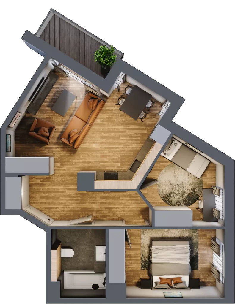 3 pokoje, mieszkanie 54,71 m², piętro 2, oferta nr M 62B, Stary Dworzec, Kartuzy, ul. Dworcowa