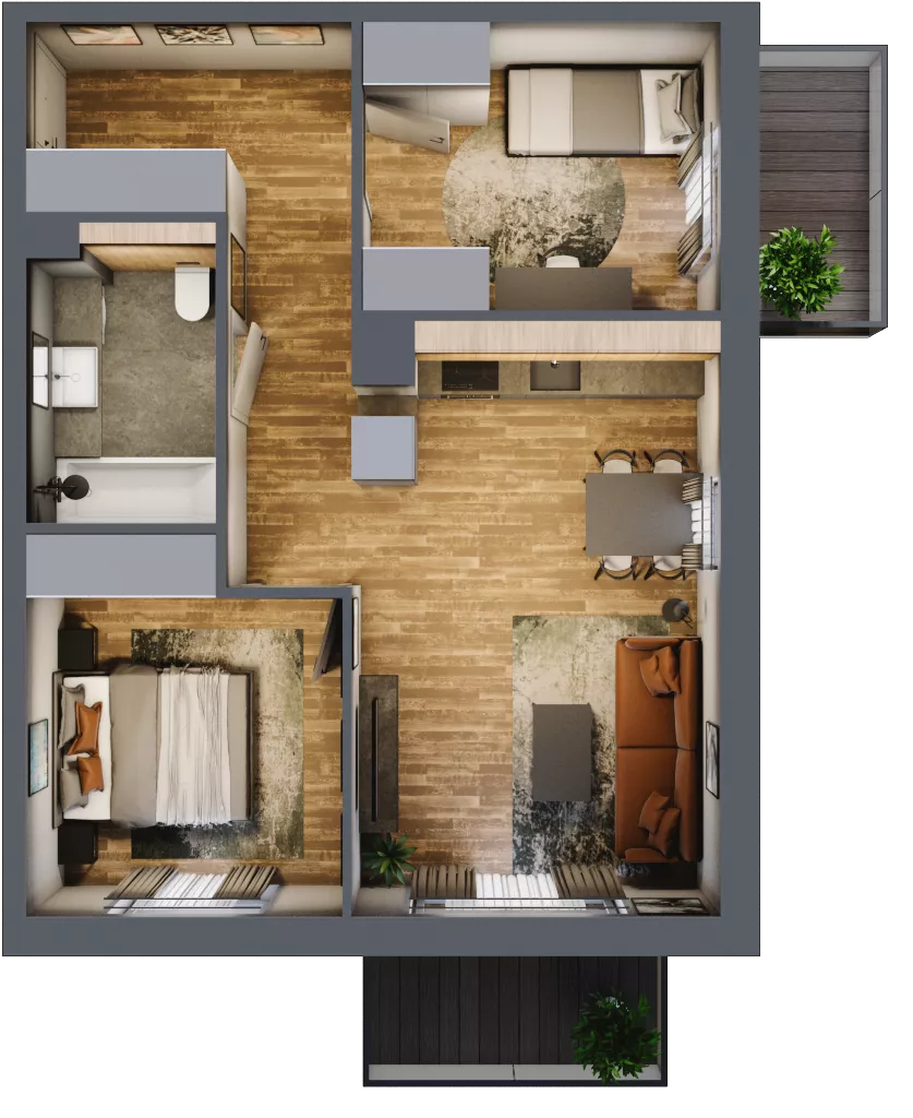 3 pokoje, mieszkanie 54,00 m², piętro 1, oferta nr M 54B, Stary Dworzec, Kartuzy, ul. Dworcowa
