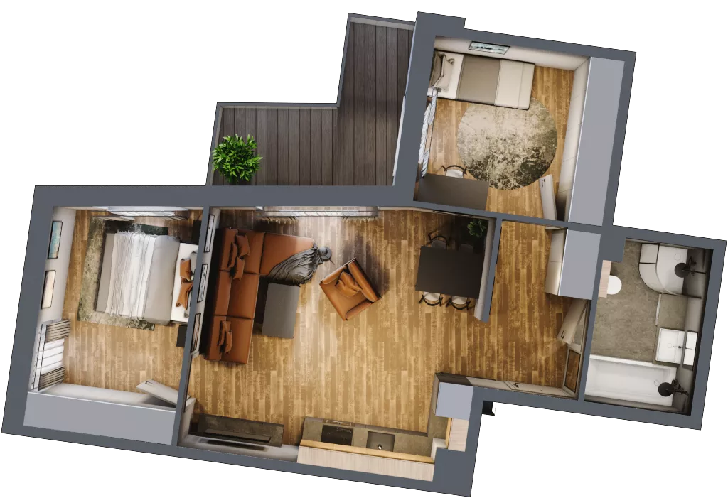 3 pokoje, mieszkanie 54,95 m², piętro 1, oferta nr M 83C, Stary Dworzec, Kartuzy, ul. Dworcowa
