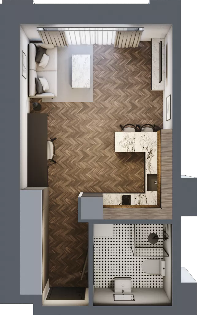 1 pokój, mieszkanie 31,64 m², piętro 3, oferta nr C 3.1, Melody Loft, Łódź, Śródmieście, Śródmieście-Wschód, ul. Pomorska 72/74