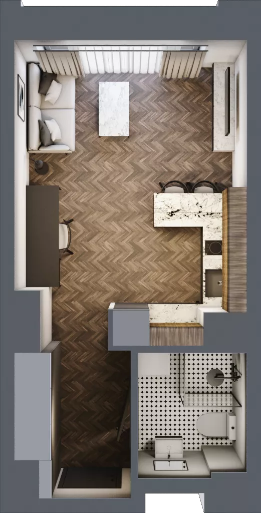 1 pokój, mieszkanie 26,34 m², piętro 3, oferta nr C 3.2, Melody Loft, Łódź, Śródmieście, Śródmieście-Wschód, ul. Pomorska 72/74