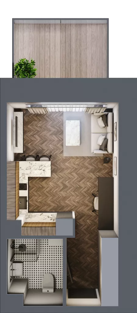 1 pokój, mieszkanie 28,86 m², parter, oferta nr C 0.7, Melody Loft, Łódź, Śródmieście, Śródmieście-Wschód, ul. Pomorska 72/74