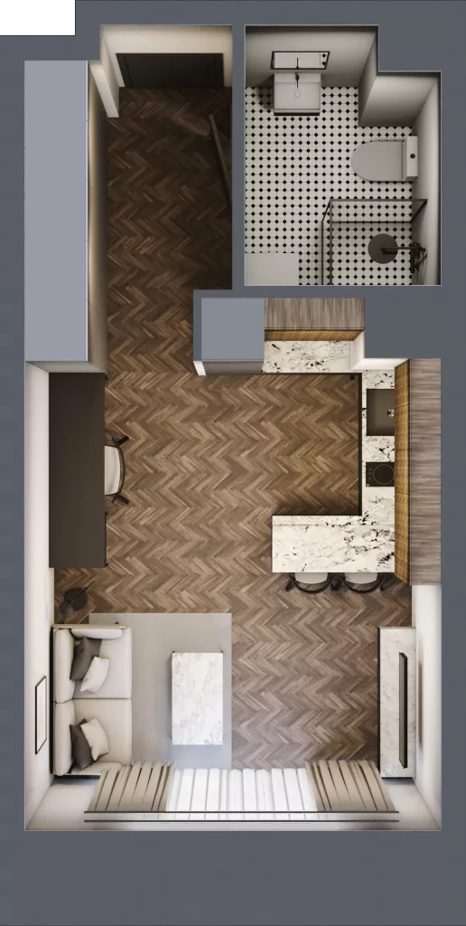 1 pokój, mieszkanie 26,27 m², parter, oferta nr C 0.2, Melody Loft, Łódź, Śródmieście, Śródmieście-Wschód, ul. Pomorska 72/74