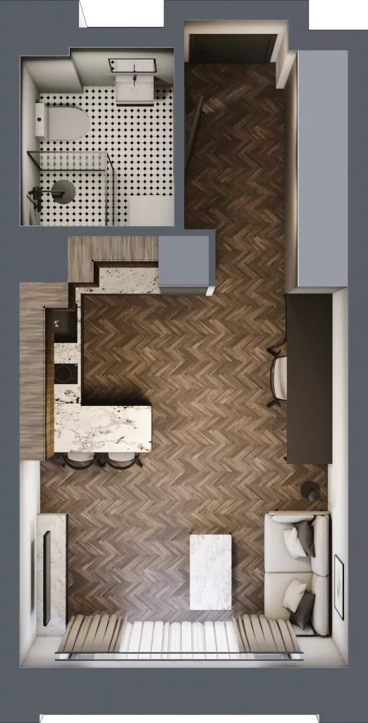 1 pokój, mieszkanie 26,44 m², piętro 3, oferta nr C 3.7, Melody Loft, Łódź, Śródmieście, Śródmieście-Wschód, ul. Pomorska 72/74