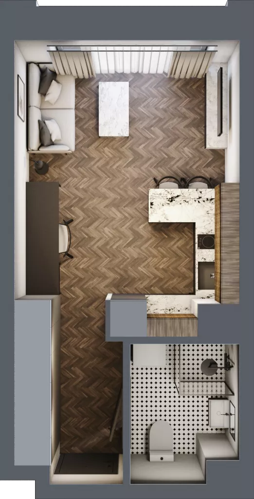 1 pokój, mieszkanie 27,42 m², piętro 3, oferta nr C 3.4, Melody Loft, Łódź, Śródmieście, Śródmieście-Wschód, ul. Pomorska 72/74