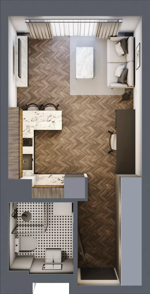 1 pokój, mieszkanie 27,52 m², piętro 4, oferta nr C 4.2, Melody Loft, Łódź, Śródmieście, Śródmieście-Wschód, ul. Pomorska 72/74