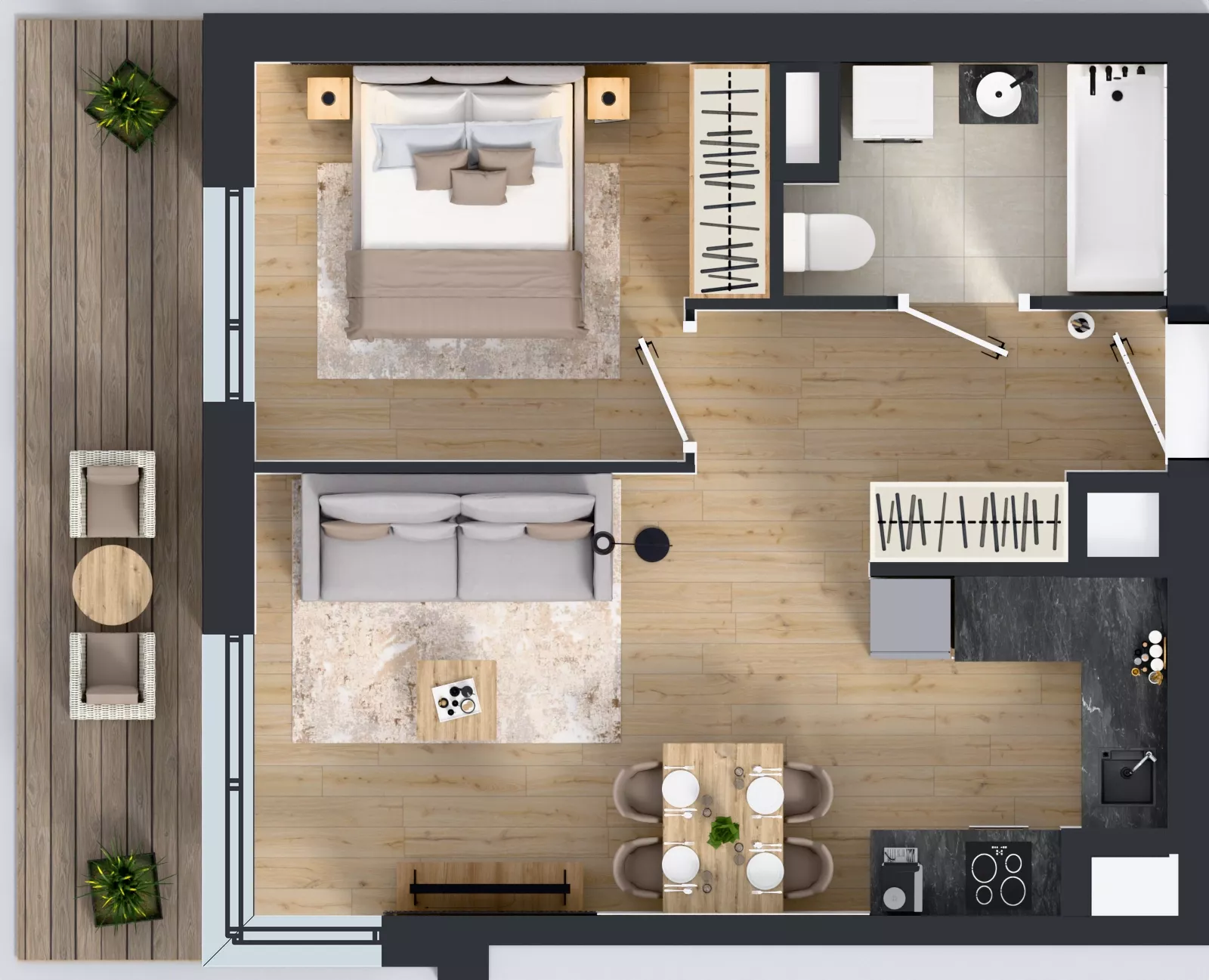 2 pokoje, mieszkanie 40,96 m², piętro 1, oferta nr MA002, ale!KEN, Warszawa, Ursynów, Ursynów Centrum, ul. Indiry Gandhi 7