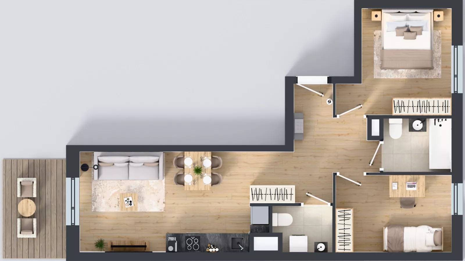 3 pokoje, mieszkanie 59,47 m², piętro 3, oferta nr MA044, ale!KEN, Warszawa, Ursynów, Ursynów Centrum, ul. Indiry Gandhi 7