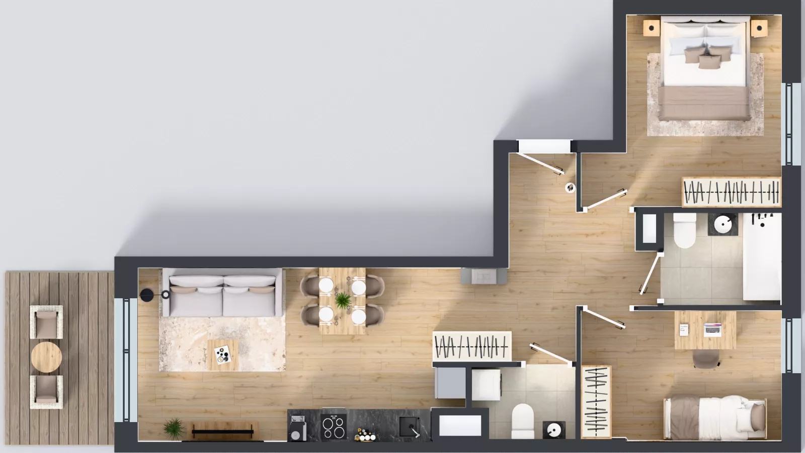 3 pokoje, mieszkanie 59,48 m², piętro 2, oferta nr MA066, ale!KEN, Warszawa, Ursynów, Ursynów Centrum, ul. Indiry Gandhi 7