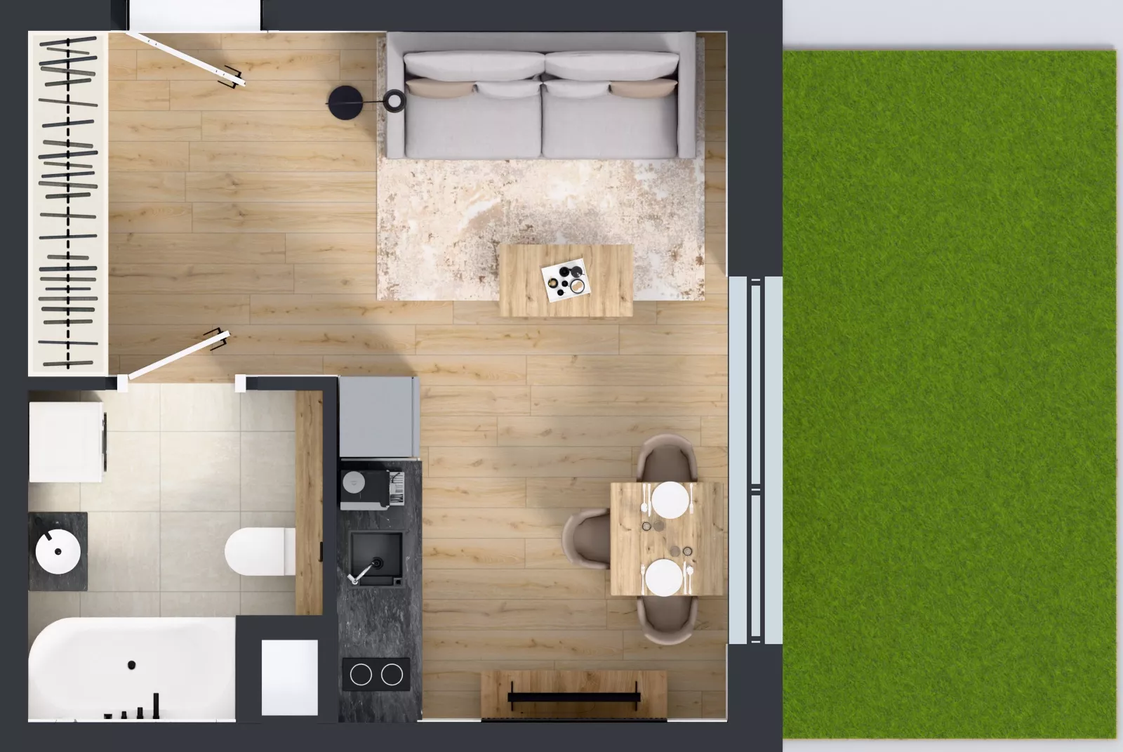 1 pokój, mieszkanie 26,18 m², parter, oferta nr B0/06, Orzechowa 2, Warszawa, Włochy, Okęcie, ul. Orzechowa 1