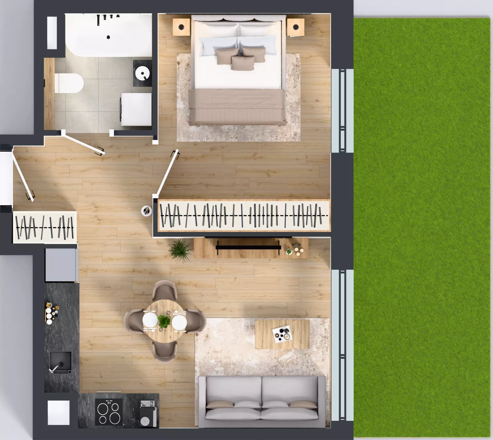 2 pokoje, mieszkanie 39,28 m², parter, oferta nr B0/02, Orzechowa 2, Warszawa, Włochy, Okęcie, ul. Orzechowa 1