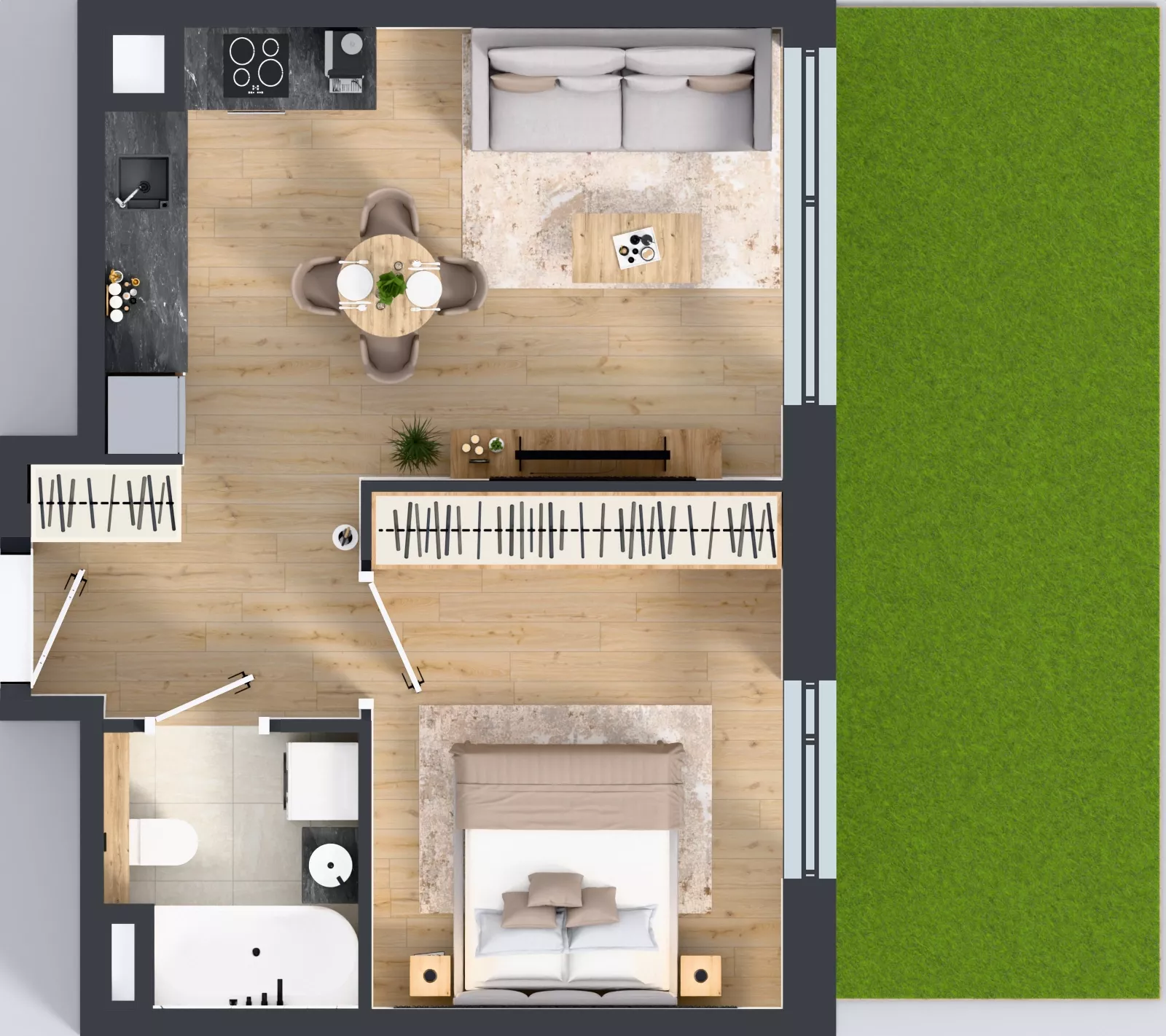2 pokoje, mieszkanie 39,28 m², parter, oferta nr B0/07, Orzechowa 2, Warszawa, Włochy, Okęcie, ul. Orzechowa 1