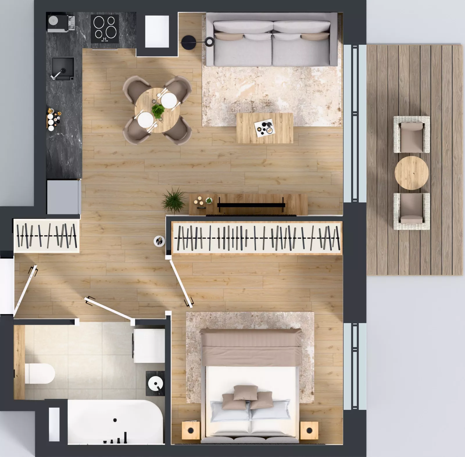 2 pokoje, mieszkanie 40,12 m², piętro 3, oferta nr B3/03, Orzechowa 2, Warszawa, Włochy, Okęcie, ul. Orzechowa 1