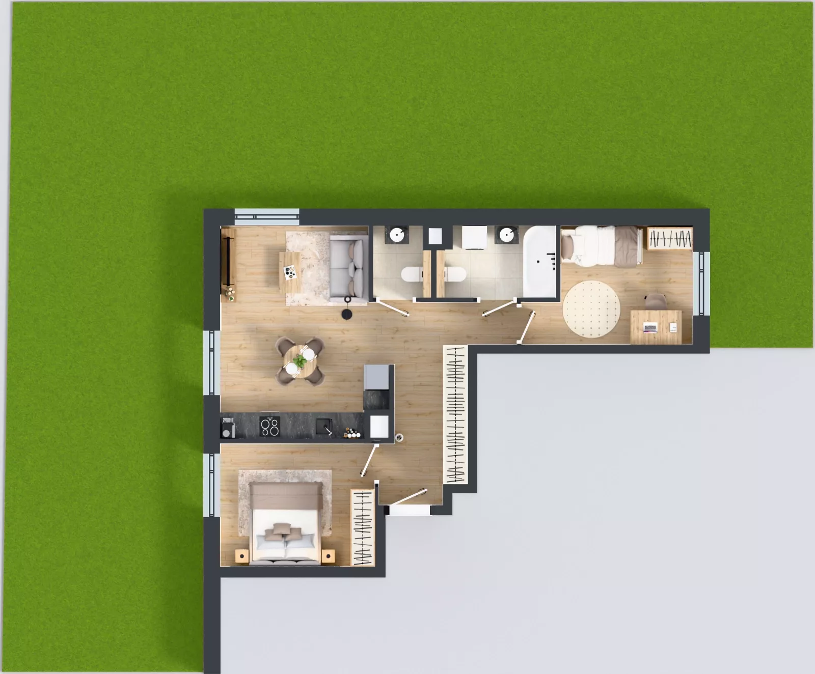 3 pokoje, mieszkanie 59,29 m², parter, oferta nr B0/08, Orzechowa 2, Warszawa, Włochy, Okęcie, ul. Orzechowa 1
