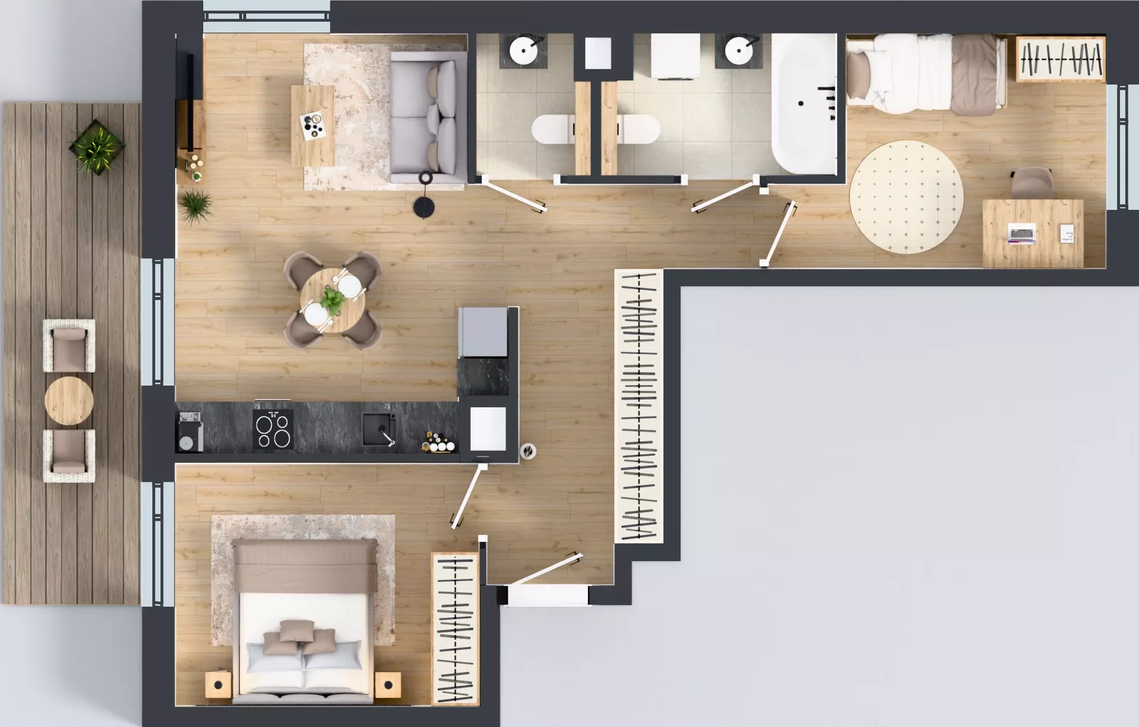 3 pokoje, mieszkanie 59,29 m², piętro 1, oferta nr B1/08, Orzechowa 2, Warszawa, Włochy, Okęcie, ul. Orzechowa 1