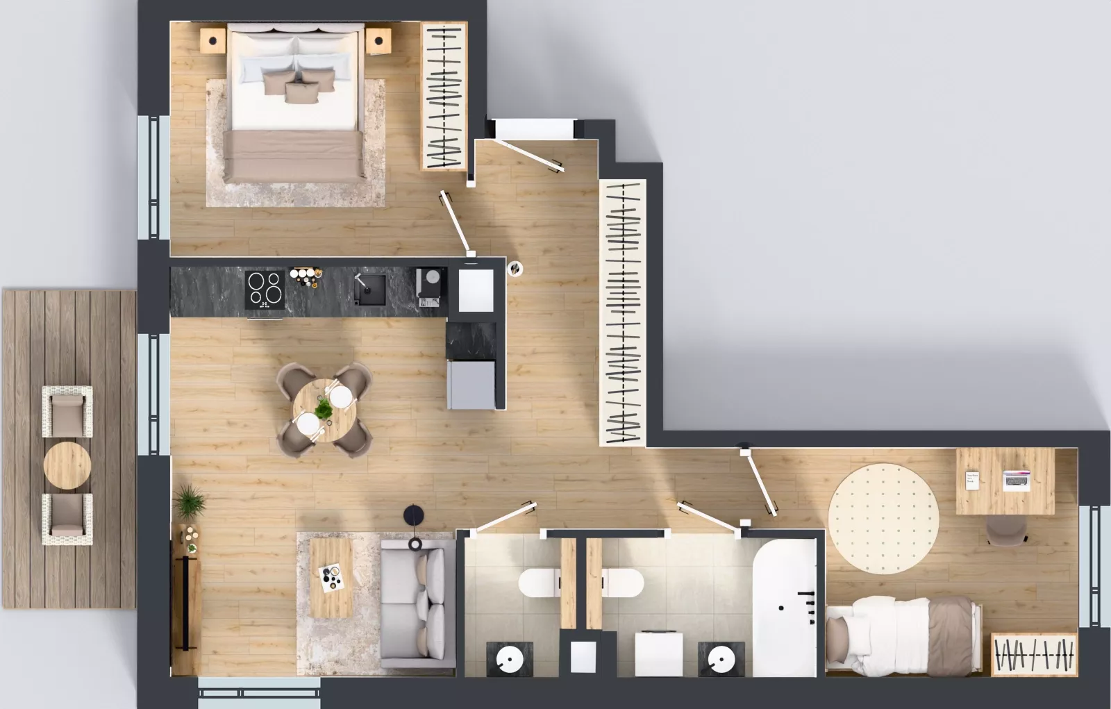 3 pokoje, mieszkanie 59,29 m², piętro 2, oferta nr B2/01, Orzechowa 2, Warszawa, Włochy, Okęcie, ul. Orzechowa 1