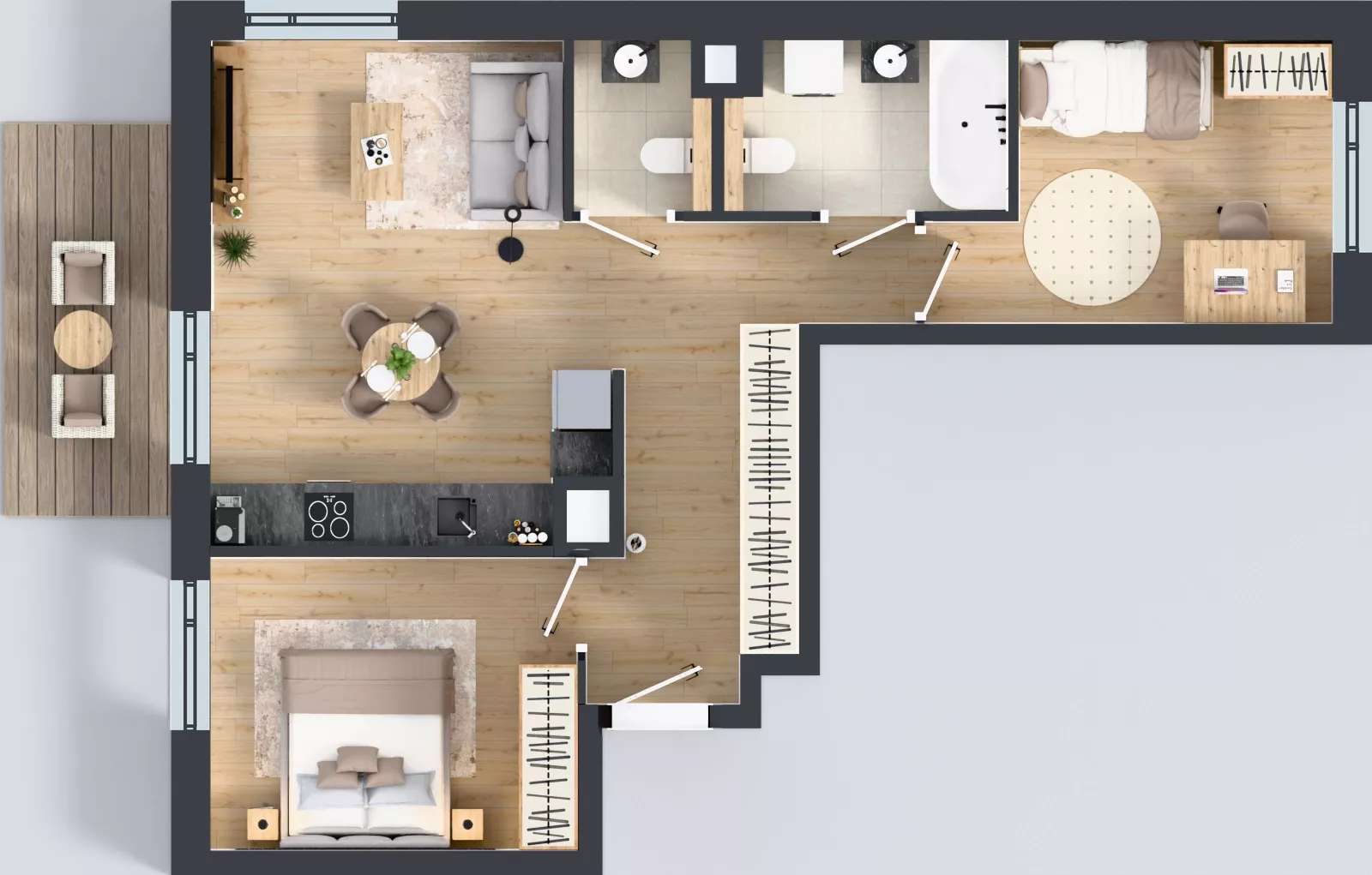 3 pokoje, mieszkanie 59,29 m², piętro 2, oferta nr B2/08, Orzechowa 2, Warszawa, Włochy, Okęcie, ul. Orzechowa 1