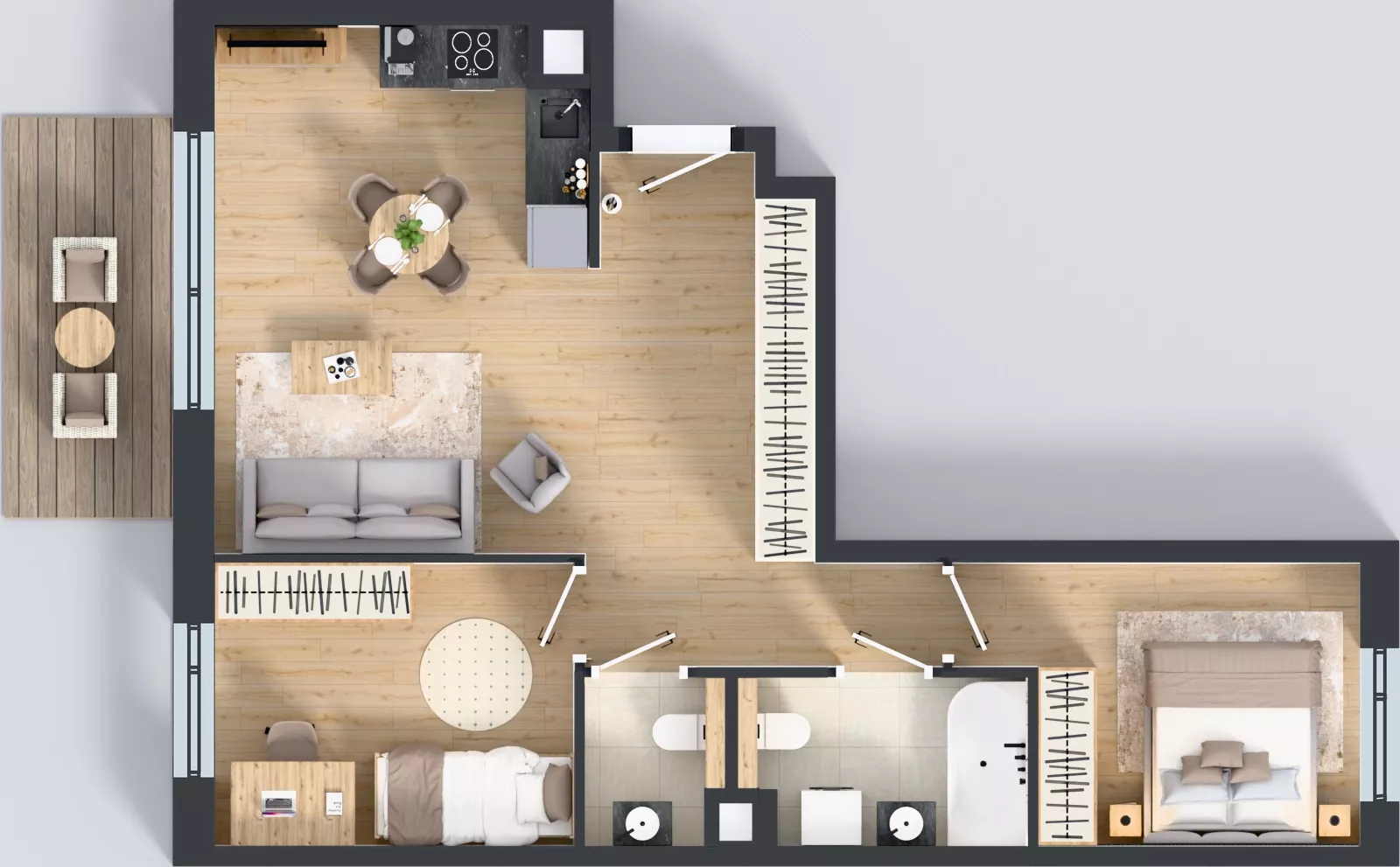 3 pokoje, mieszkanie 59,46 m², piętro 1, oferta nr B1/05, Orzechowa 2, Warszawa, Włochy, Okęcie, ul. Orzechowa 1