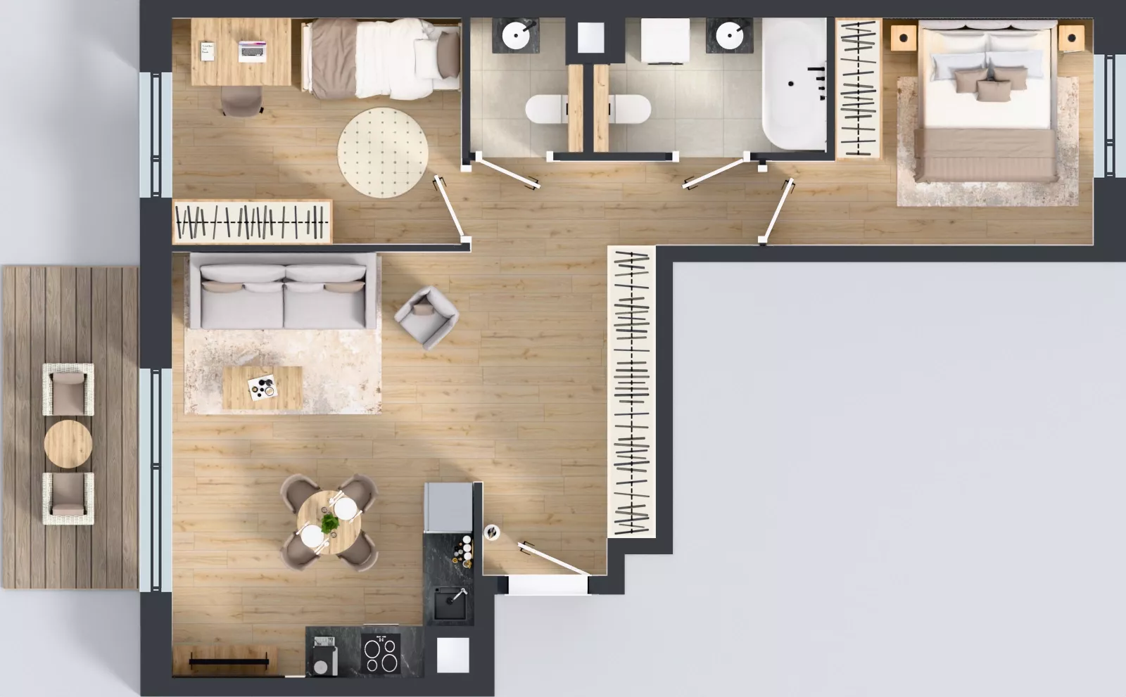 3 pokoje, mieszkanie 59,46 m², piętro 4, oferta nr B4/04, Orzechowa 2, Warszawa, Włochy, Okęcie, ul. Orzechowa 1