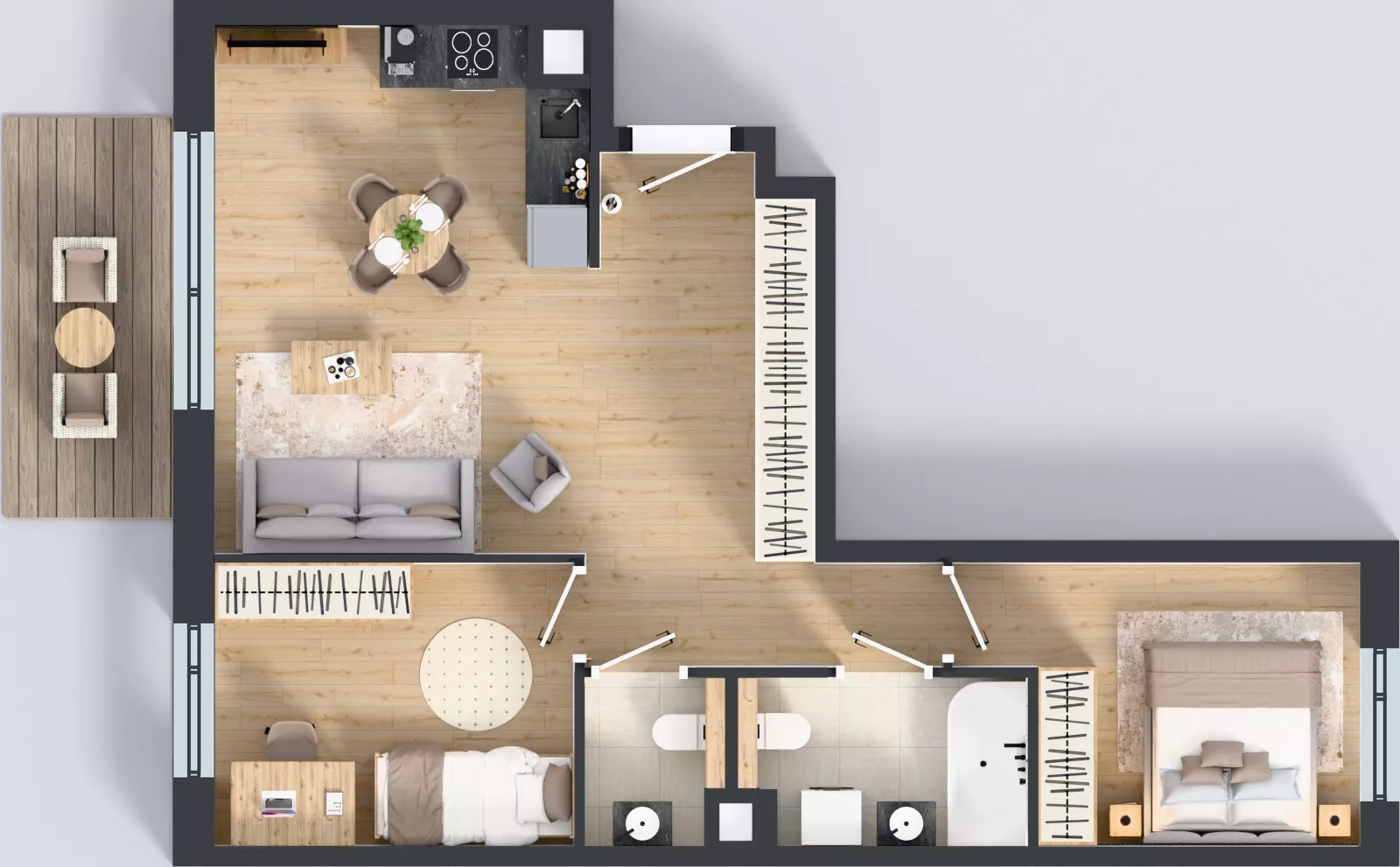 3 pokoje, mieszkanie 59,46 m², piętro 3, oferta nr B3/05, Orzechowa 2, Warszawa, Włochy, Okęcie, ul. Orzechowa 1