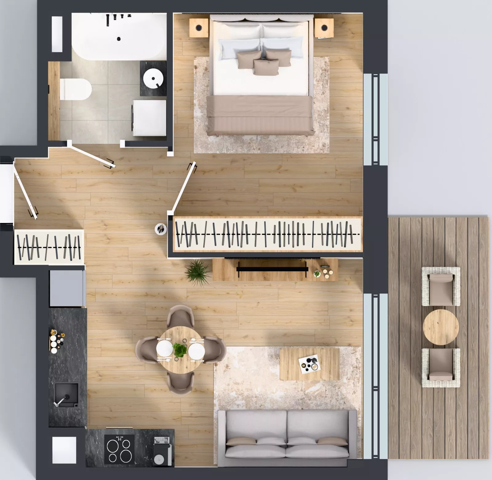 2 pokoje, mieszkanie 39,28 m², piętro 3, oferta nr B3/02, Orzechowa 2, Warszawa, Włochy, Okęcie, ul. Orzechowa 1