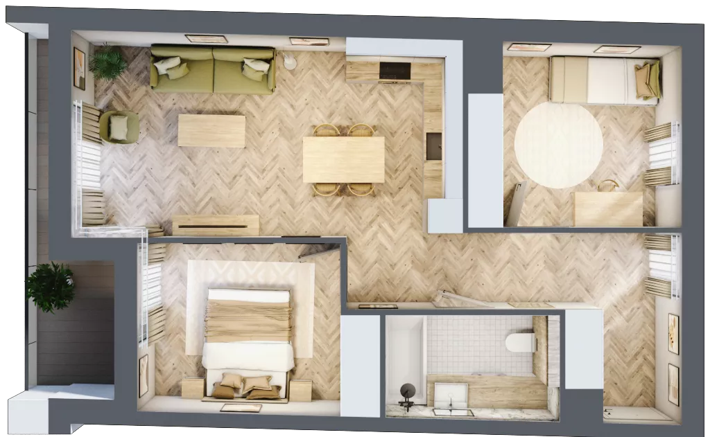 3 pokoje, apartament 58,14 m², piętro 3, oferta nr M.3.7, Marimonte - Apartamenty Mieszkalne, Warszawa, Bielany, Marymont-Kaskada, ul. Marymoncka 4