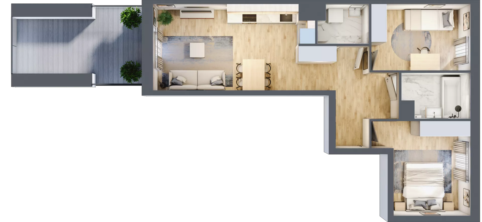 3 pokoje, mieszkanie 59,70 m², piętro 1, oferta nr MA065, ale!KEN, Warszawa, Ursynów, Ursynów Centrum, ul. Indiry Gandhi 7