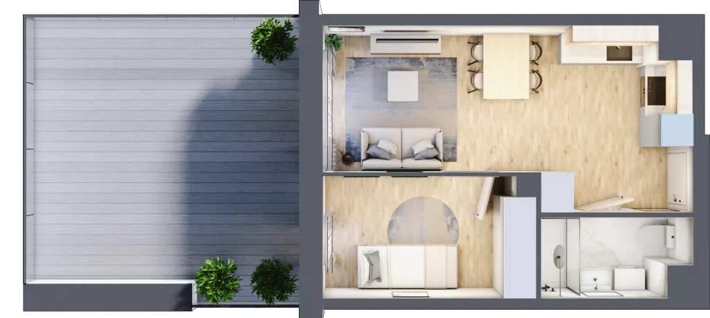2 pokoje, mieszkanie 33,43 m², piętro 1, oferta nr MA037, ale!KEN, Warszawa, Ursynów, Ursynów Centrum, ul. Indiry Gandhi 7