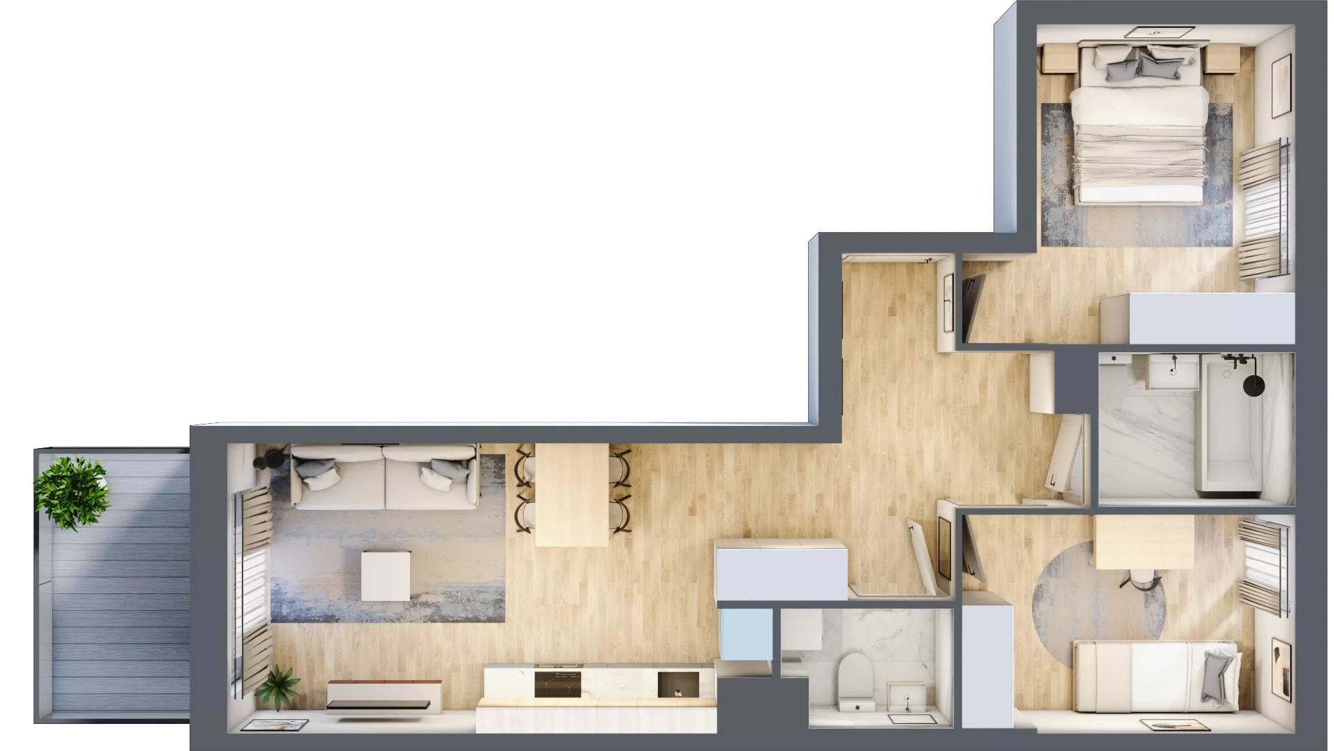 3 pokoje, mieszkanie 59,48 m², piętro 3, oferta nr MA071, ale!KEN, Warszawa, Ursynów, Ursynów Centrum, ul. Indiry Gandhi 7