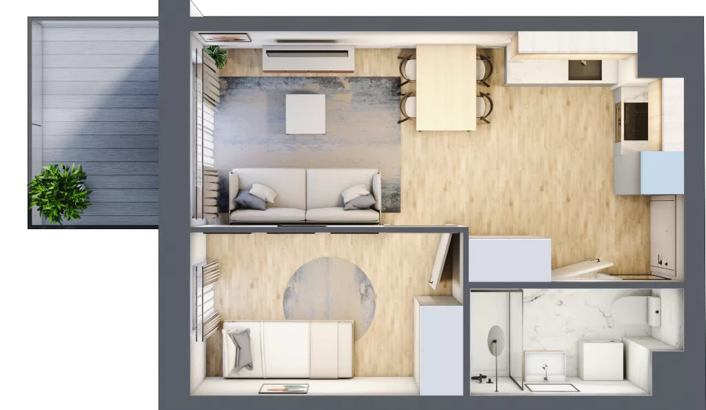 2 pokoje, mieszkanie 33,65 m², piętro 4, oferta nr MA079, ale!KEN, Warszawa, Ursynów, Ursynów Centrum, ul. Indiry Gandhi 7