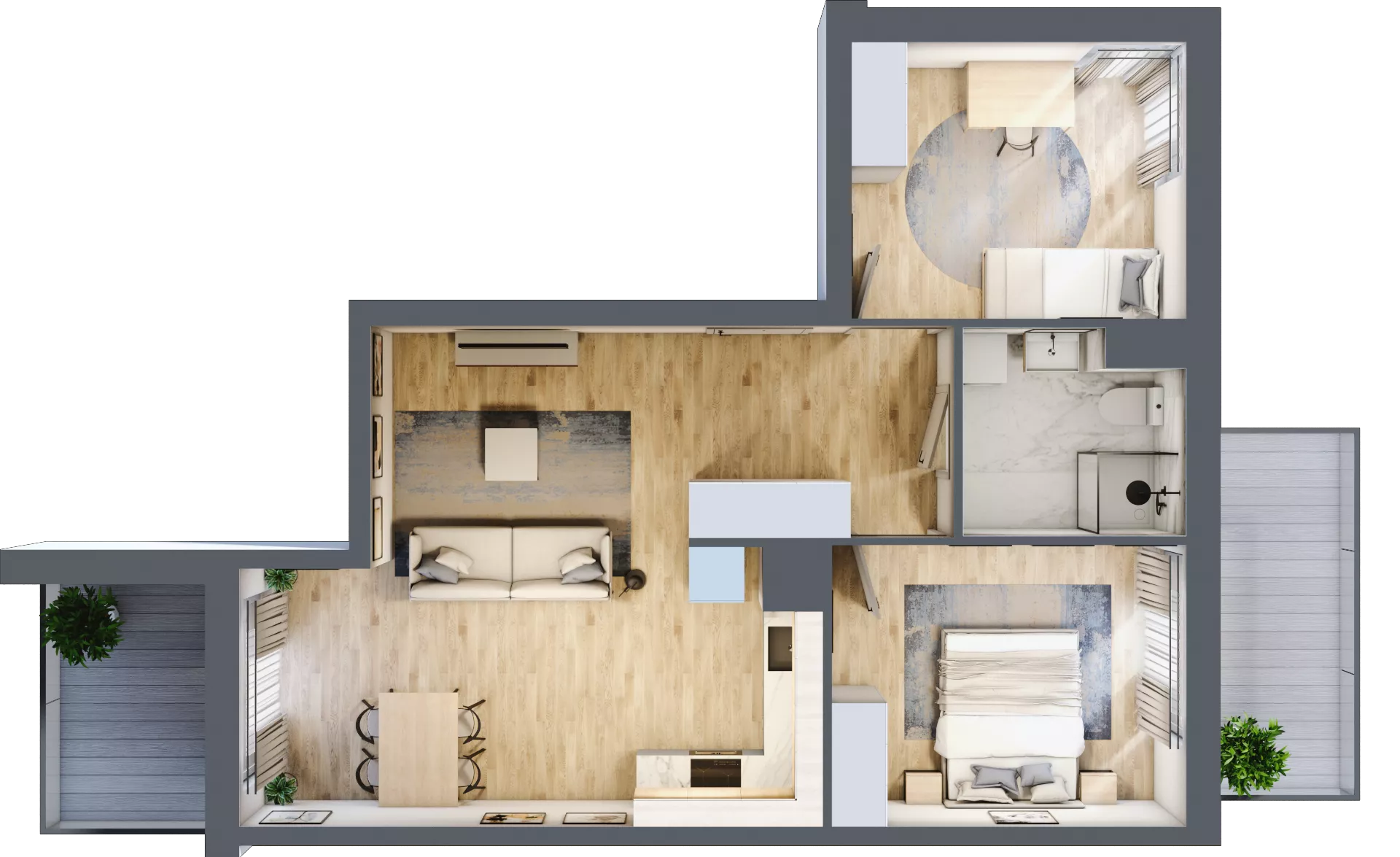 3 pokoje, mieszkanie 60,71 m², piętro 1, oferta nr MA001, ale!KEN, Warszawa, Ursynów, Ursynów Centrum, ul. Indiry Gandhi 7