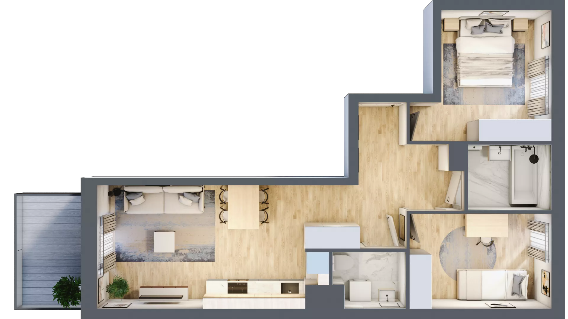 3 pokoje, mieszkanie 59,47 m², piętro 3, oferta nr MA044, ale!KEN, Warszawa, Ursynów, Ursynów Centrum, ul. Indiry Gandhi 7