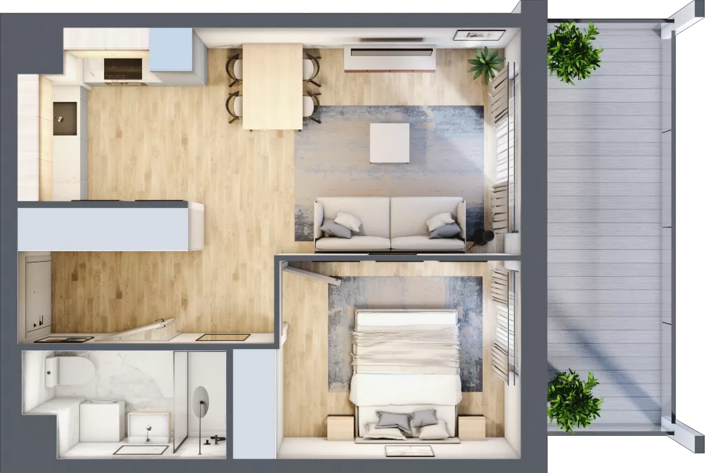 2 pokoje, mieszkanie 40,63 m², piętro 2, oferta nr MA096, ale!KEN, Warszawa, Ursynów, Ursynów Centrum, ul. Indiry Gandhi 7