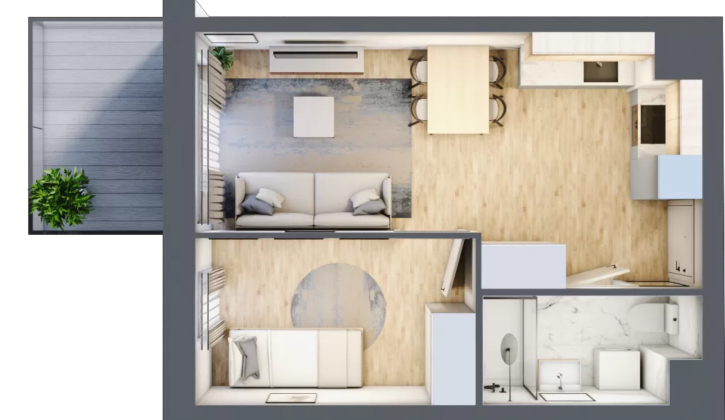 2 pokoje, mieszkanie 33,65 m², piętro 3, oferta nr MA074, ale!KEN, Warszawa, Ursynów, Ursynów Centrum, ul. Indiry Gandhi 7