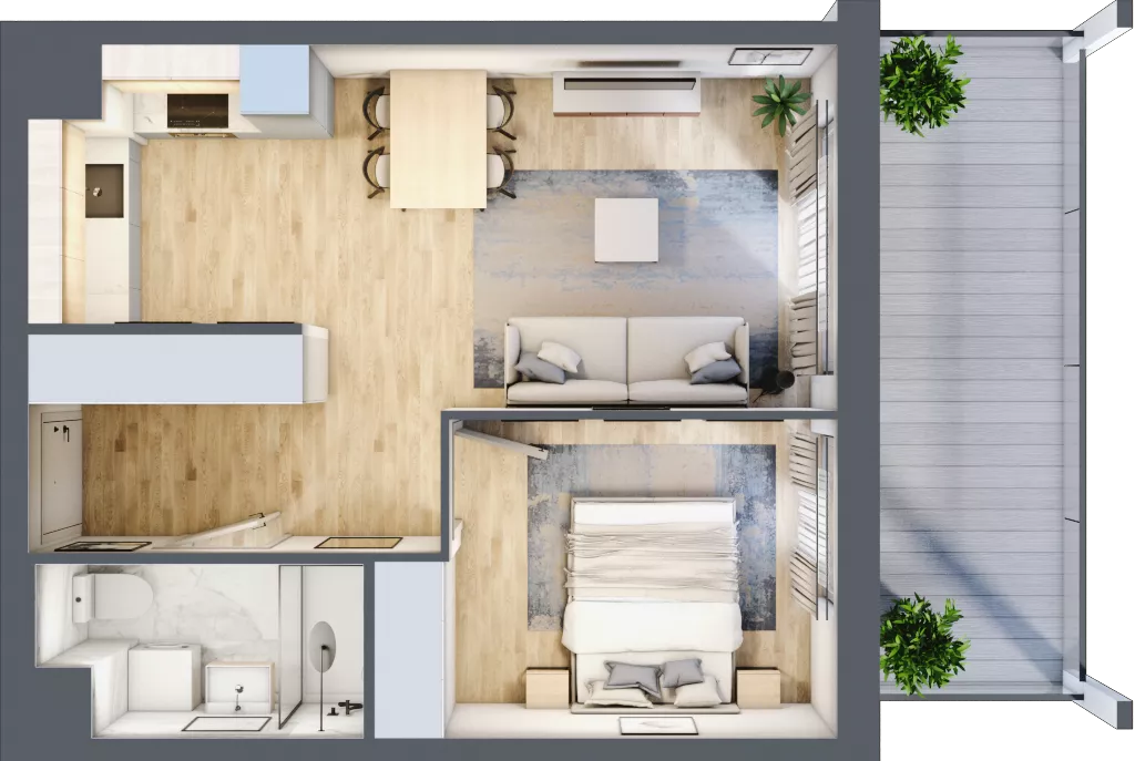 2 pokoje, mieszkanie 40,63 m², piętro 1, oferta nr MA090, ale!KEN, Warszawa, Ursynów, Ursynów Centrum, ul. Indiry Gandhi 7