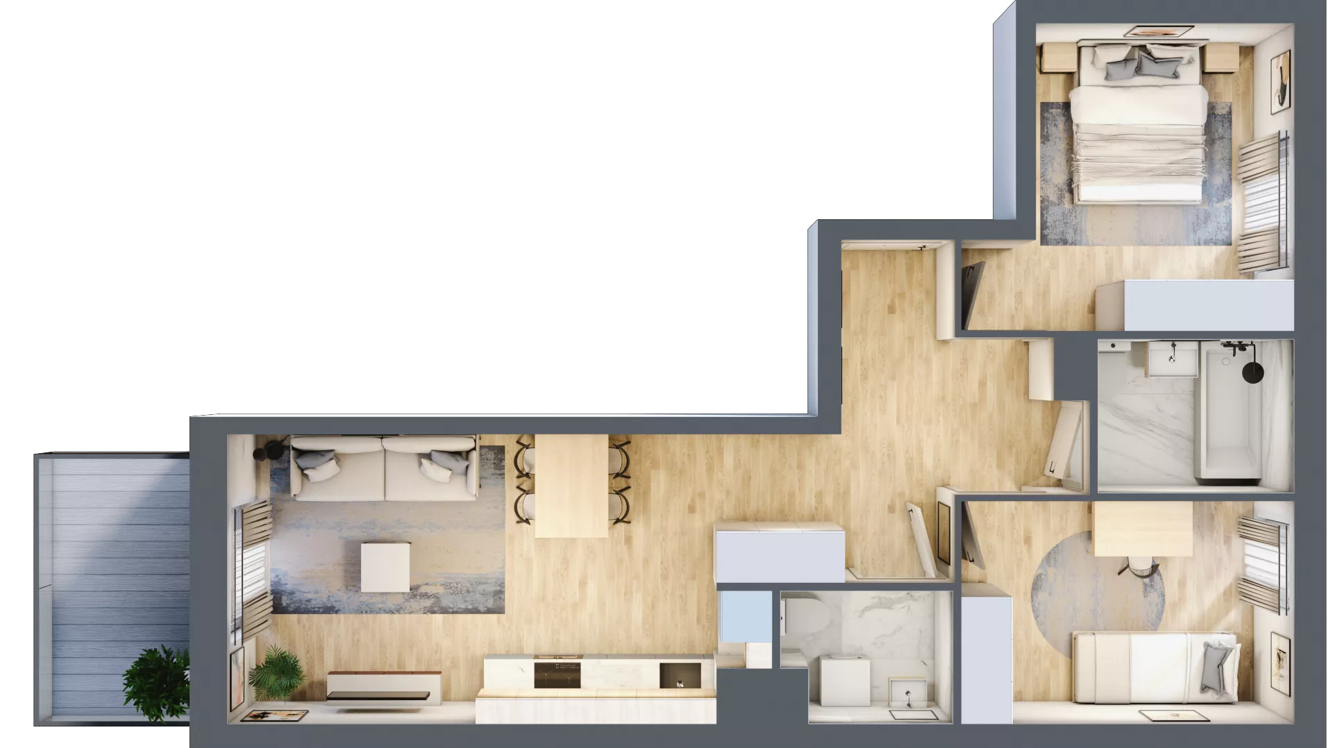 3 pokoje, mieszkanie 59,47 m², piętro 2, oferta nr MA039, ale!KEN, Warszawa, Ursynów, Ursynów Centrum, ul. Indiry Gandhi 7