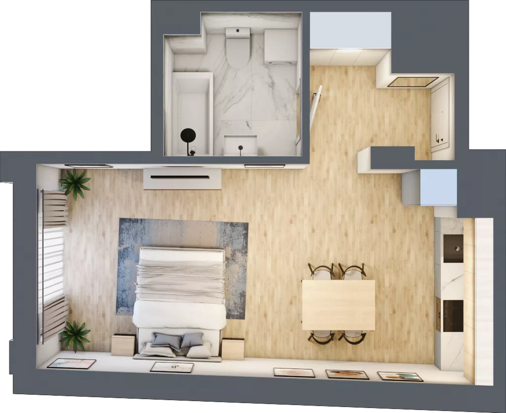 1 pokój, lokal inwestycyjny 35,55 m², piętro 4, oferta nr M323, Museo, Gdańsk, Śródmieście, ul. Żabi Kruk 14