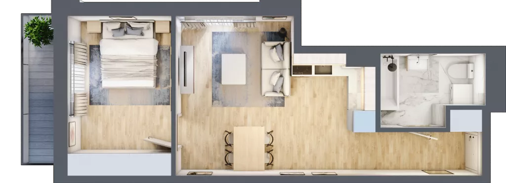 2 pokoje, lokal inwestycyjny 43,61 m², piętro 2, oferta nr M132, Museo, Gdańsk, Śródmieście, ul. Żabi Kruk 14