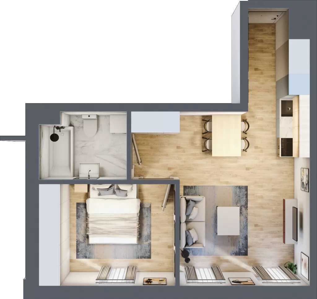 2 pokoje, lokal inwestycyjny 42,36 m², piętro 6, oferta nr M536, Museo, Gdańsk, Śródmieście, ul. Żabi Kruk 14