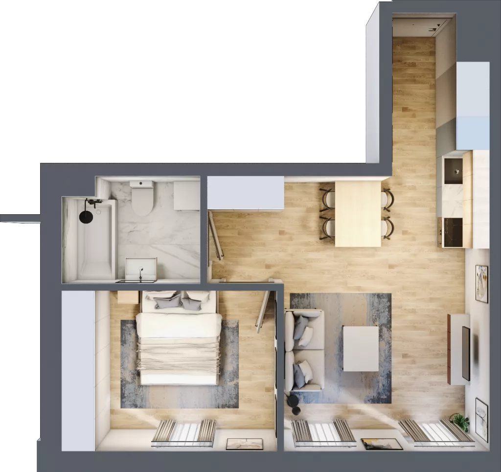 2 pokoje, lokal inwestycyjny 42,36 m², piętro 5, oferta nr M436, Museo, Gdańsk, Śródmieście, ul. Żabi Kruk 14