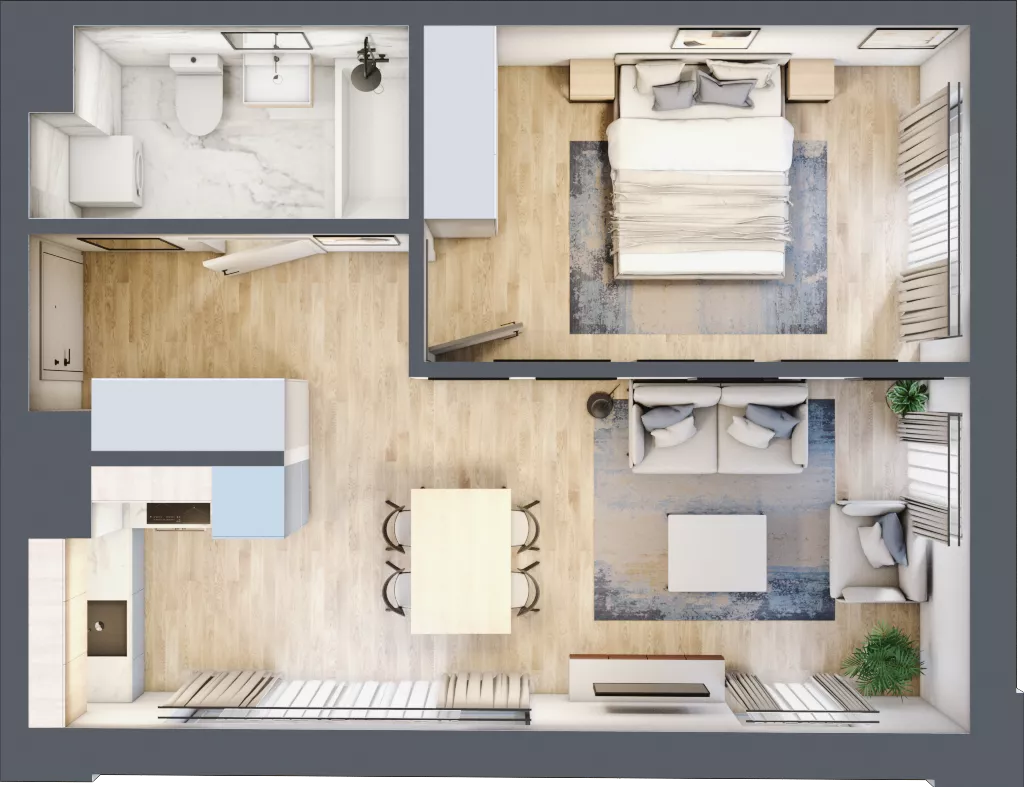 2 pokoje, lokal inwestycyjny 43,28 m², piętro 3, oferta nr M219, Museo, Gdańsk, Śródmieście, ul. Żabi Kruk 14
