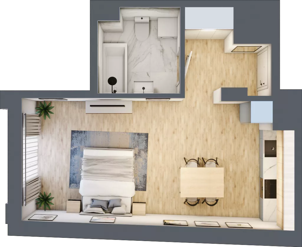 1 pokój, lokal inwestycyjny 35,55 m², piętro 7, oferta nr M623, Museo, Gdańsk, Śródmieście, ul. Żabi Kruk 14
