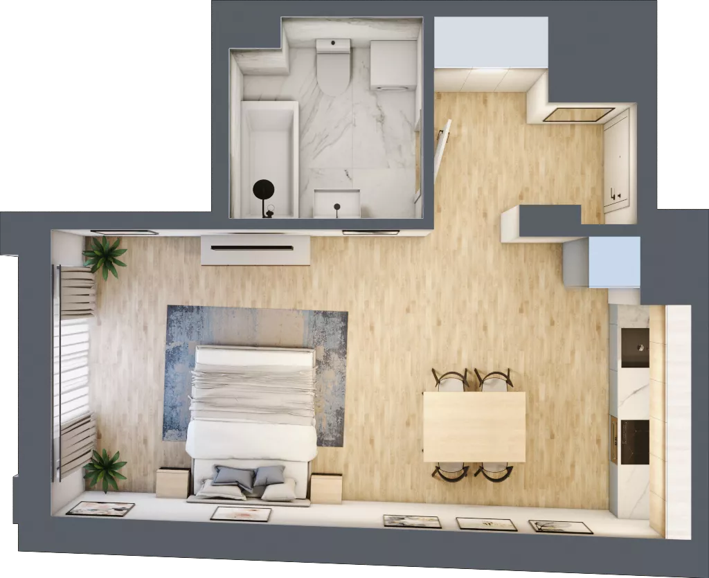 1 pokój, lokal inwestycyjny 35,55 m², piętro 5, oferta nr M423, Museo, Gdańsk, Śródmieście, ul. Żabi Kruk 14