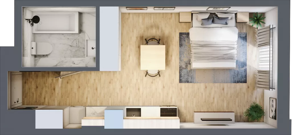 1 pokój, lokal inwestycyjny 31,36 m², piętro 4, oferta nr M321, Museo, Gdańsk, Śródmieście, ul. Żabi Kruk 14