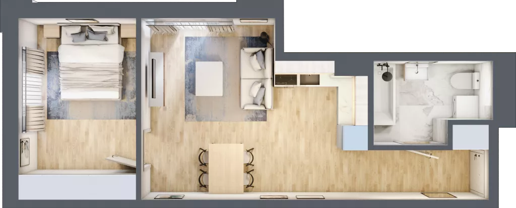 2 pokoje, lokal inwestycyjny 44,35 m², piętro 3, oferta nr M232, Museo, Gdańsk, Śródmieście, ul. Żabi Kruk 14